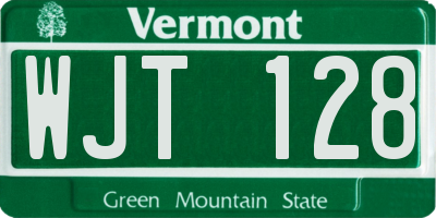 VT license plate WJT128