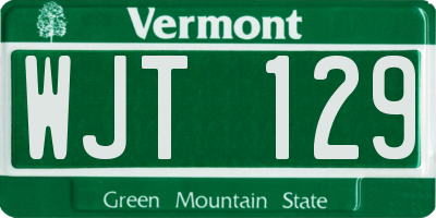 VT license plate WJT129