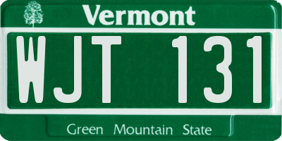 VT license plate WJT131