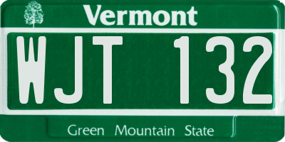 VT license plate WJT132