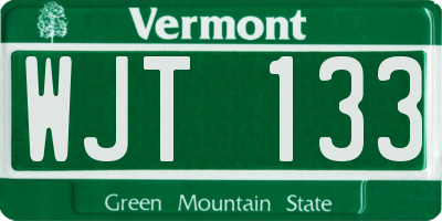 VT license plate WJT133