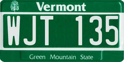 VT license plate WJT135