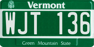 VT license plate WJT136