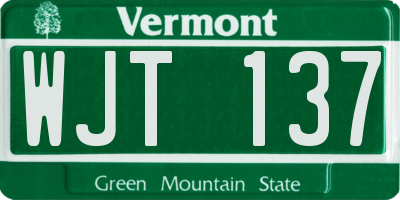 VT license plate WJT137