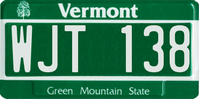 VT license plate WJT138