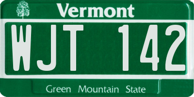 VT license plate WJT142