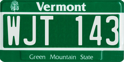 VT license plate WJT143