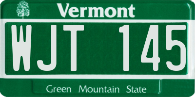 VT license plate WJT145