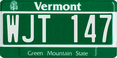 VT license plate WJT147
