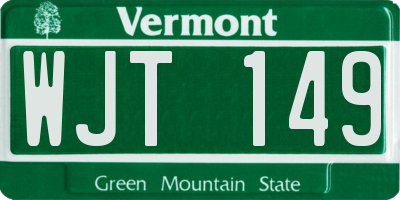 VT license plate WJT149