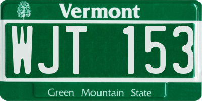 VT license plate WJT153