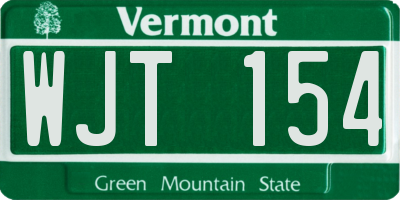 VT license plate WJT154