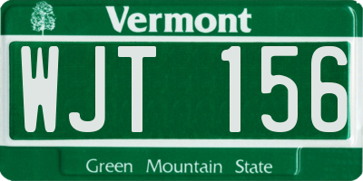 VT license plate WJT156