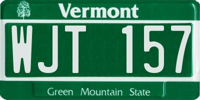 VT license plate WJT157