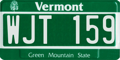 VT license plate WJT159