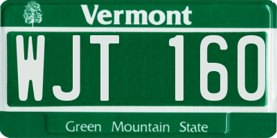 VT license plate WJT160