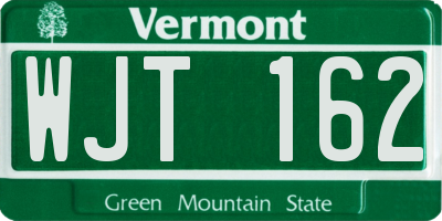 VT license plate WJT162