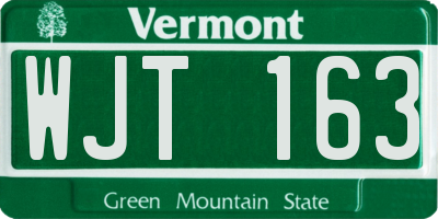 VT license plate WJT163