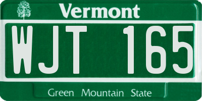 VT license plate WJT165