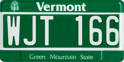 VT license plate WJT166