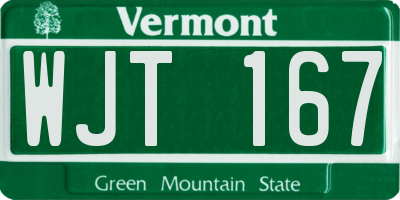 VT license plate WJT167