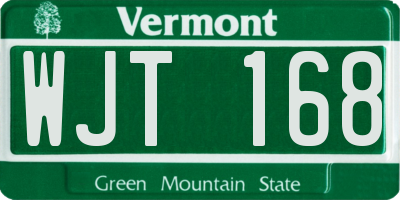 VT license plate WJT168