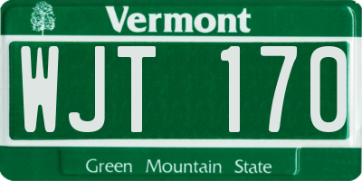 VT license plate WJT170