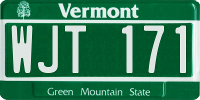 VT license plate WJT171