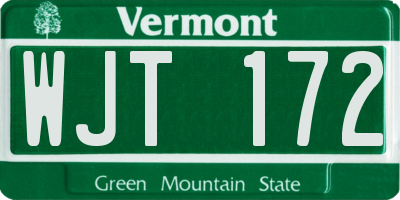 VT license plate WJT172