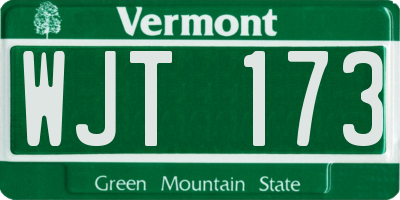 VT license plate WJT173