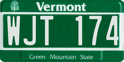 VT license plate WJT174