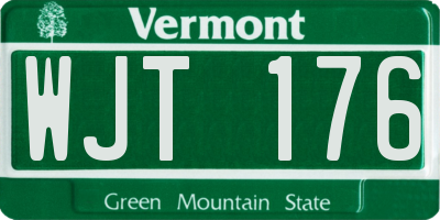 VT license plate WJT176