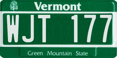 VT license plate WJT177