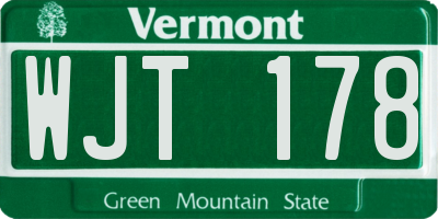 VT license plate WJT178