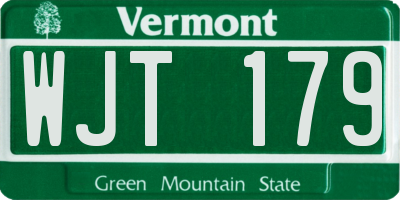 VT license plate WJT179