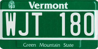 VT license plate WJT180