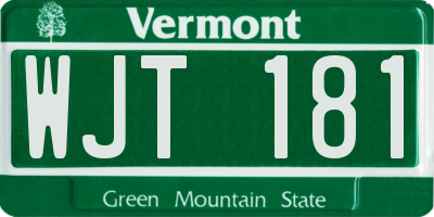 VT license plate WJT181
