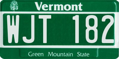 VT license plate WJT182