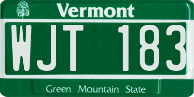 VT license plate WJT183