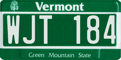 VT license plate WJT184