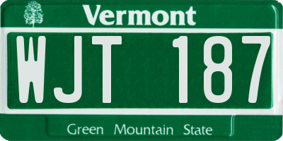 VT license plate WJT187