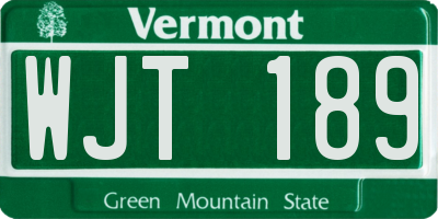 VT license plate WJT189