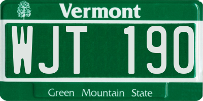 VT license plate WJT190