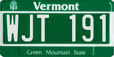 VT license plate WJT191