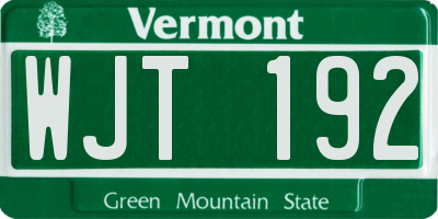 VT license plate WJT192