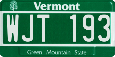 VT license plate WJT193