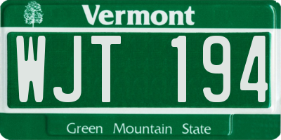 VT license plate WJT194