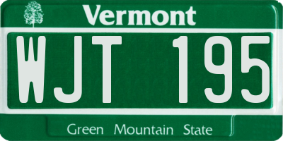 VT license plate WJT195