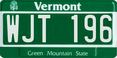 VT license plate WJT196