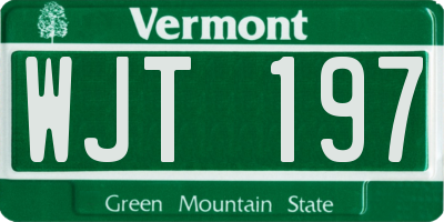 VT license plate WJT197